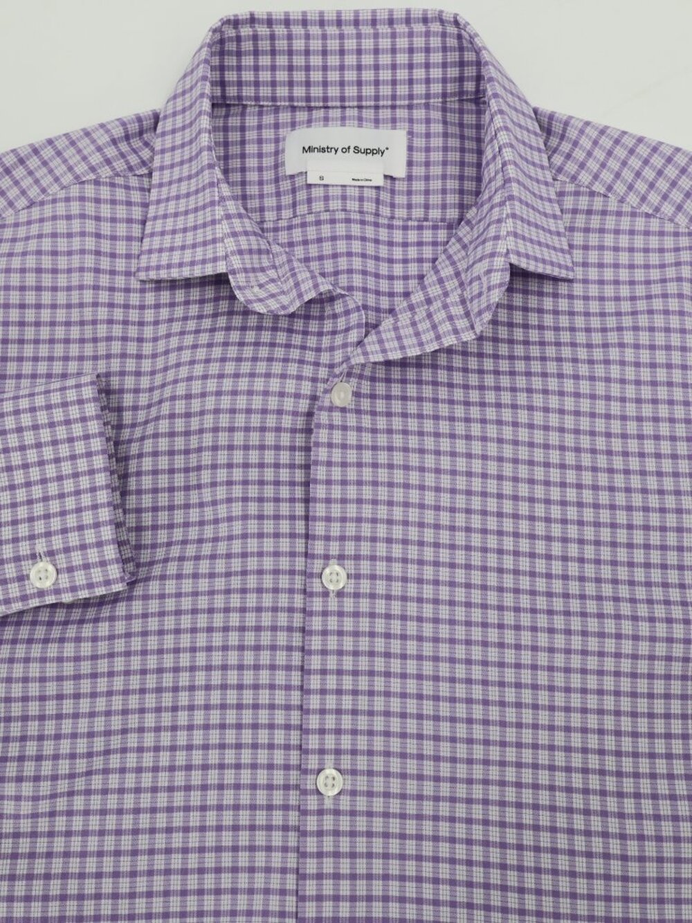 Ministry Of Supply Shirt Mens small Check Slim Fit Recycled poly Button Up dress